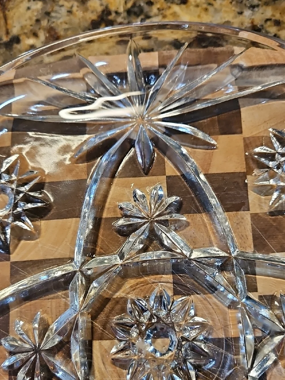 Anchor Hocking Star Of David Clear Pressed Glass‎ Plate 9.5 Inch